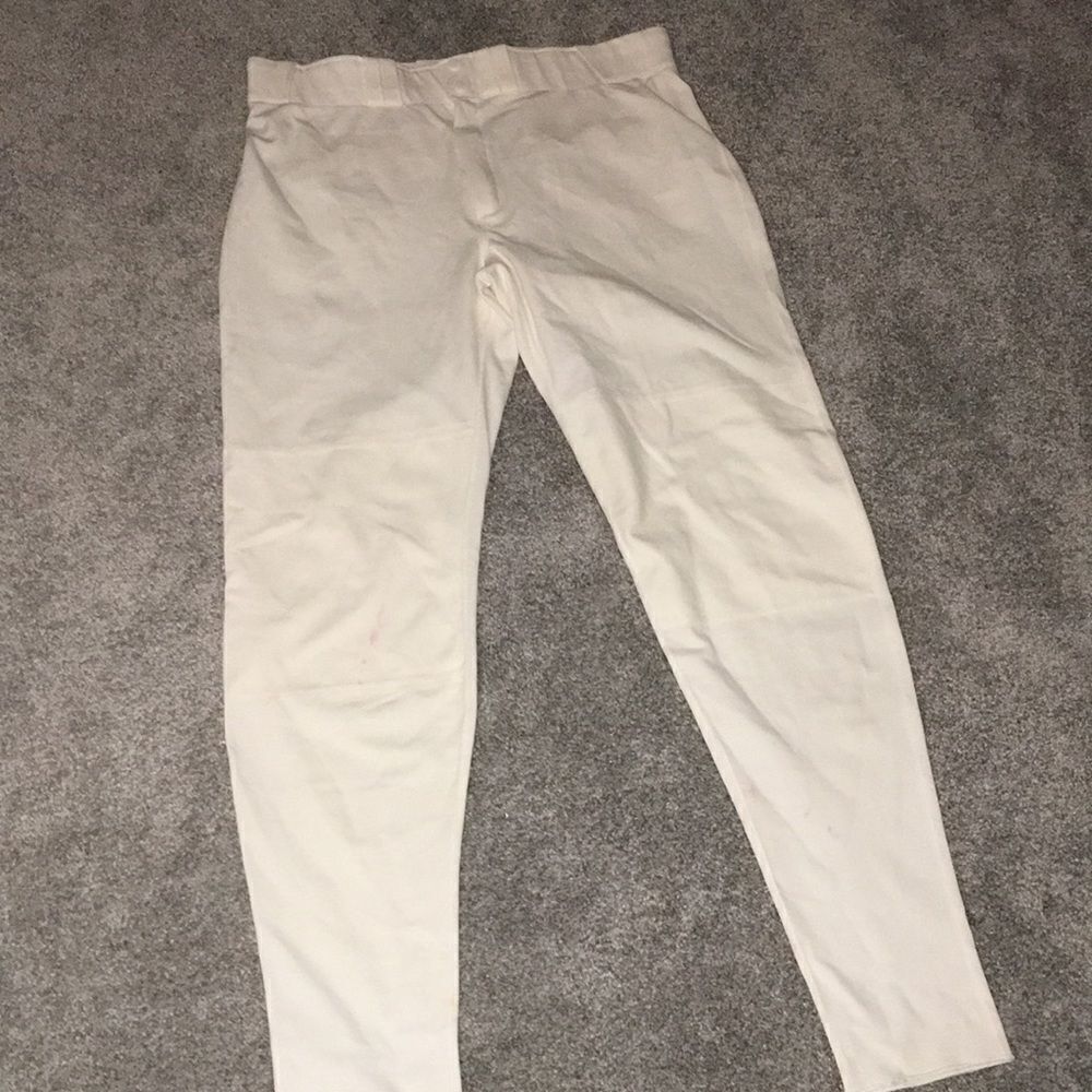 White with pink spots authentic Russell mens baseball softball stretch pants XL